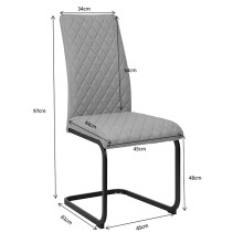 Freischwinger >Valencia< (2er-Set) in Grau, Stoff - 45x97x61cm (BxHxT)