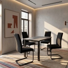 Freischwinger >Valencia< (2er-Set) in Schwarz, Stoff - 45x97x61cm (BxHxT)
