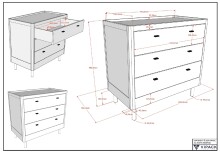 Jugendzimmer-Set >Buche massiv< (4-teilig) in weiß lackiert - 100x190x55 (BxHxT)