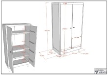 Jugendzimmer-Set >Buche massiv< (4-teilig) in weiß lackiert - 100x190x55 (BxHxT)
