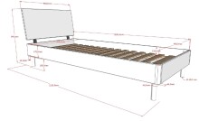 Jugendzimmer-Set >Buche massiv< (4-teilig) in weiß lackiert - 100x190x55 (BxHxT)