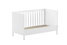 Babybett >Eva< in Weiß, Kiefer massiv und MDF - 145x85x74,2cm (BxHxT)