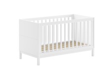 Babybett >Eva< in Weiß, Kiefer massiv und MDF - 145x85x74,2cm (BxHxT)