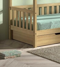 Hausbett >Cabane< Bettschublade, Eiche natur, Eiche teilmassiv - 208x169x98cm (BxHxT)