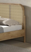 Bett >Olive< in Natur, Rattan und Eiche Furnier - 188,5x100x208,5cm (BxHxT)