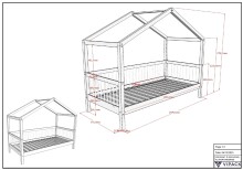 Hausbett >Fagus< inkl. Rausfallschutz, Buche massiv natur - 207,5x170x97,5 (BxHxT)