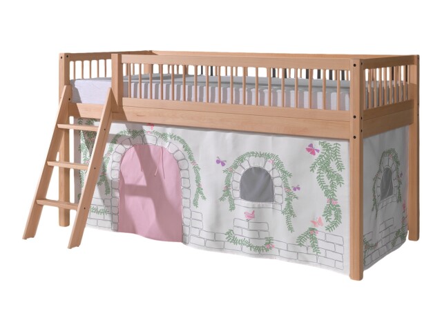 Spielbett >Fagus< in Buche massiv, Textilset Birdy - 207,5x114x135,5 (BxHxT)