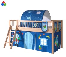 Spielbett >Fagus< in Buche massiv, Textilset +...