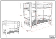 Etagenbett >Fagus< Bettschublade, Buche massiv natur lackiert - 207,5x175,4x97,5 (BxHxT)