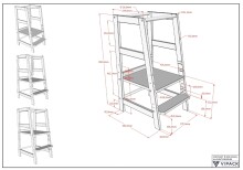 Stehhilfe >Lernturm< in Buche massiv weiß lackiert - 41x85x48,3 (BxHxT)
