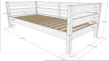 Einzelbett >Margrit< in Weiß, Kiefer massiv - 211x68x97,8cm (BxHxT)