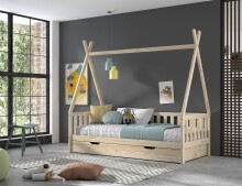 Hausbett >Tipi< Stauram, Kiefer massiv natur -...