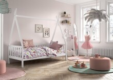 Hausbett >Tipi< in Weiß, Kiefer massiv -...