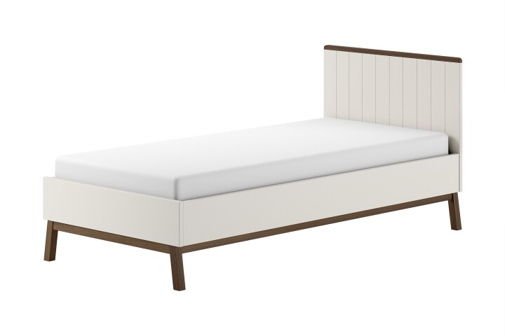 Einzelbett >Sezane< in Clay/Kiefer Nussbaum - 205x90x95,7 (BxHxT)