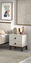 Nachtkommode >Sezane< in Farbe Nussbaum / Clay -...