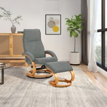 Relaxsessel >Porto< in Grau, Mikrofaser/Holz - 67x103x85cm (BxHxT)