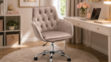 Bürostuhl >Prag< in Grau, Samt - 58x78x54cm...