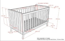Babyzimmer-Komplettset >Sezane< (4-teilig) in Clay / Nussbaumfarbig