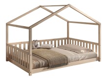 Hausbett >Dallas< Rausfallschutz, Natur, Kiefer massiv - 210x170x147cm (BxHxT)