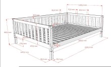 Hausbett >Dallas< Rausfallschutz, Natur, Kiefer massiv - 210x170x147cm (BxHxT)