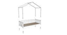 Hausbett >Dallas< in Weiß, Kiefer massiv - 210x170x97cm (BxHxT)