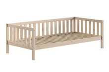 Kinderbett >Dallas< Rausfallschutz, Natur, Kiefer massiv - 210x66x97cm (BxHxT)