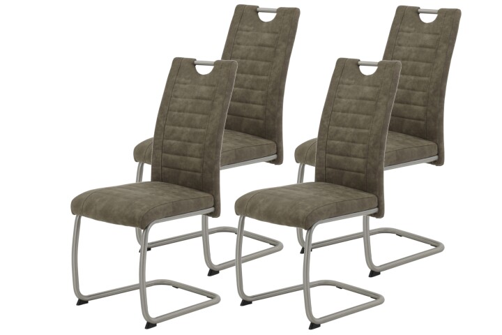 Freischwinger >ULLA S< (4er-Set) bis 140kg, Vintage Schlamm - 43x98x59 (BxHxT)