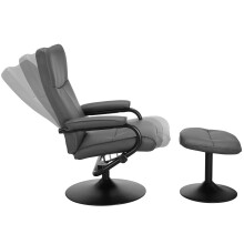 Relaxsessel >Idom<inkl. Hocker, PU-Kunstleder, Grau - 69x99x78cm (BxHxT)