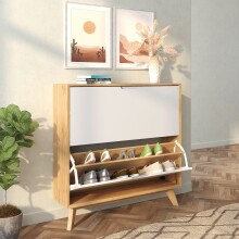 Schuhkipper >Essen< in Eiche-Dekor / Weiß -...