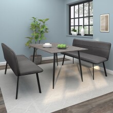 Essbank >Torino< in Bezug Anthrazit, Stoff/Metall - 160x79x56cm (BxHxT)