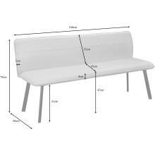 Essbank >Torino< in Bezug Anthrazit, Stoff/Metall - 160x79x56cm (BxHxT)