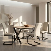 Freischwinger >Chicago< (2er-Set) in Creme, Stoff -...