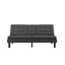 Schlafsofa >Manchester< 3-Sitzer-Schlafsofa aus PU-Kunstleder, Grau - 191x81x91 (BxHxT)