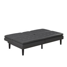 Schlafsofa >Manchester< 3-Sitzer-Schlafsofa aus PU-Kunstleder, Grau - 191x81x91 (BxHxT)