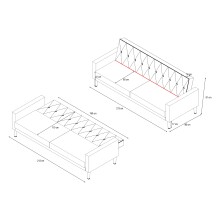 Schlafsofa >Aarhus< in Anthrazit, Stoff - 213x81x86cm (BxHxT)
