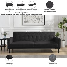 Schlafsofa >Aarhus< in Anthrazit, Stoff - 213x81x86cm (BxHxT)