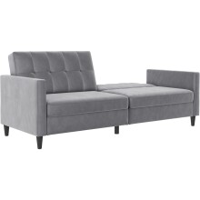 Schlafsofa >Hannover< in Grau, Samt - 203x82x83cm (BxHxT)