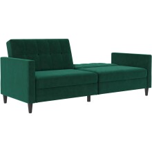 Schlafsofa >Hannover< in Dunkelrün, Samt - 203x82x83cm (BxHxT)