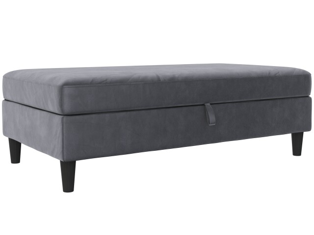 Hocker >Hannover< mit Stauraum, in Anthrazit, Samt - 130x43x69cm (BxHxT)