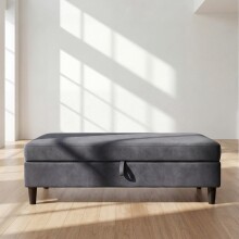 Hocker >Hannover< mit Stauraum, in Anthrazit, Samt - 130x43x69cm (BxHxT)