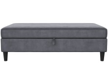 Hocker >Hannover< mit Stauraum, in Anthrazit, Samt - 130x43x69cm (BxHxT)