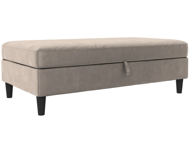 Hocker >Hannover< mit Stauraum, in Taupe, Samt - 130x43x69cm (BxHxT)