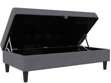 Hocker >Hannover< mit Stauraum, aus Leinen Grau - 130x43x69 (BxHxT)