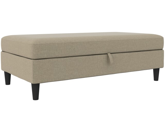 Hocker >Hannover< mit Stauram, Cappuccino, Leinenstoff-Optik c