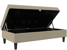 Hocker >Hannover< mit Stauram, Cappuccino, Leinenstoff-Optik c