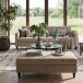 Hocker >Hannover< mit Stauram, Cappuccino, Leinenstoff-Optik c