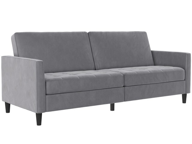 Schlafsofa >Palermo< in Grau, Samt - 207x86x86cm (BxHxT)