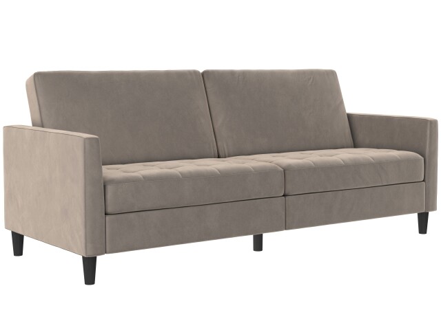 Schlafsofa >Palermo< in Taupe, Samt - 207x86x86cm (BxHxT)