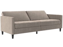 Schlafsofa >Palermo< in Taupe, Samt - 207x86x86cm (BxHxT)
