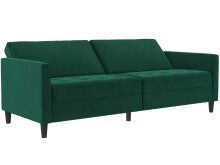 Schlafsofa >Palermo< in Dunkelgrün, Samt - 207x86x86cm (BxHxT)